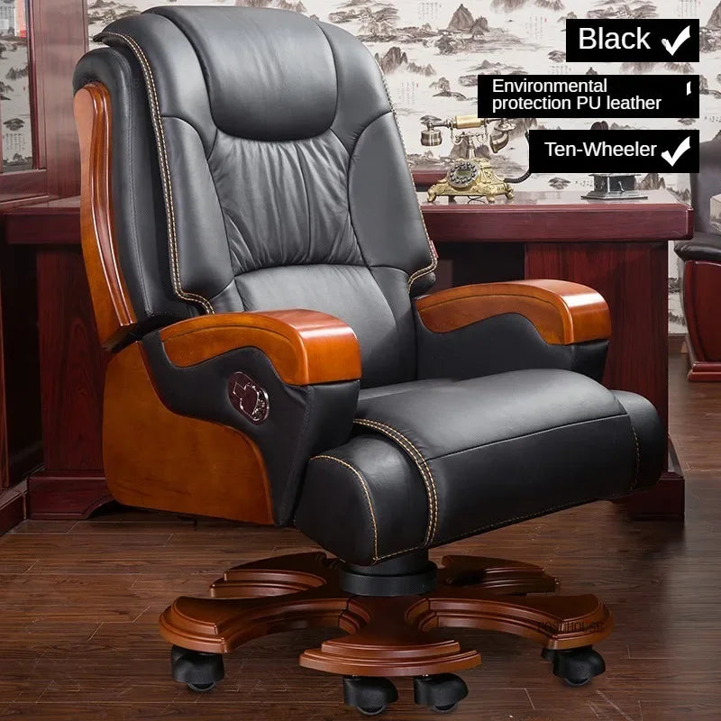 European Style Leather Back Office Chairs Rotating Home Office Recliner Designer Retro Boss Gaming Chair for Office Furniture