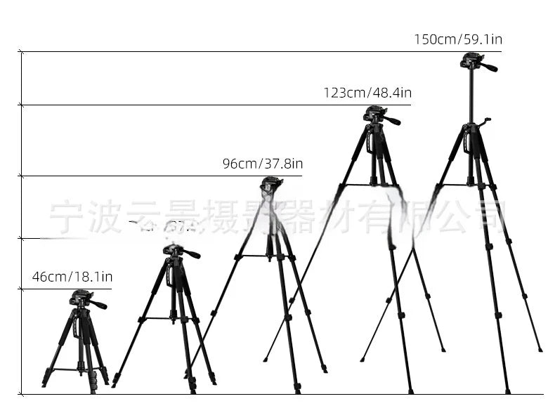 F550T Professional Tripe for Cell Phone Camera 180cm Tripod for Mobile Phone Tripod with Remote Light Night Fishing Light Stand