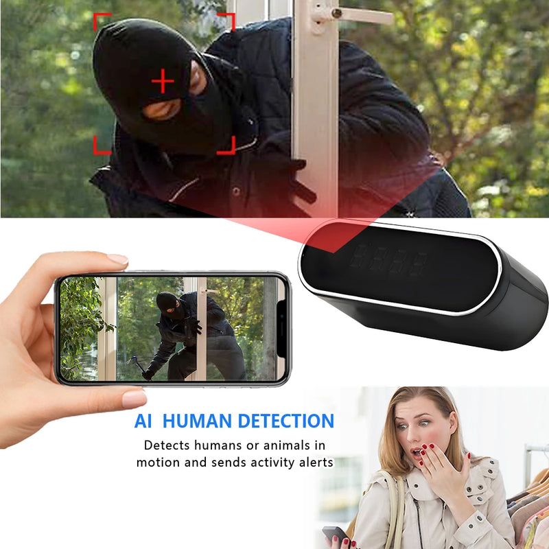 Mini Camera Clock Full HD 1080P Wireless Wifi Control IR Night Vision View DVR Camcorder Home Surveillance Monitor Video