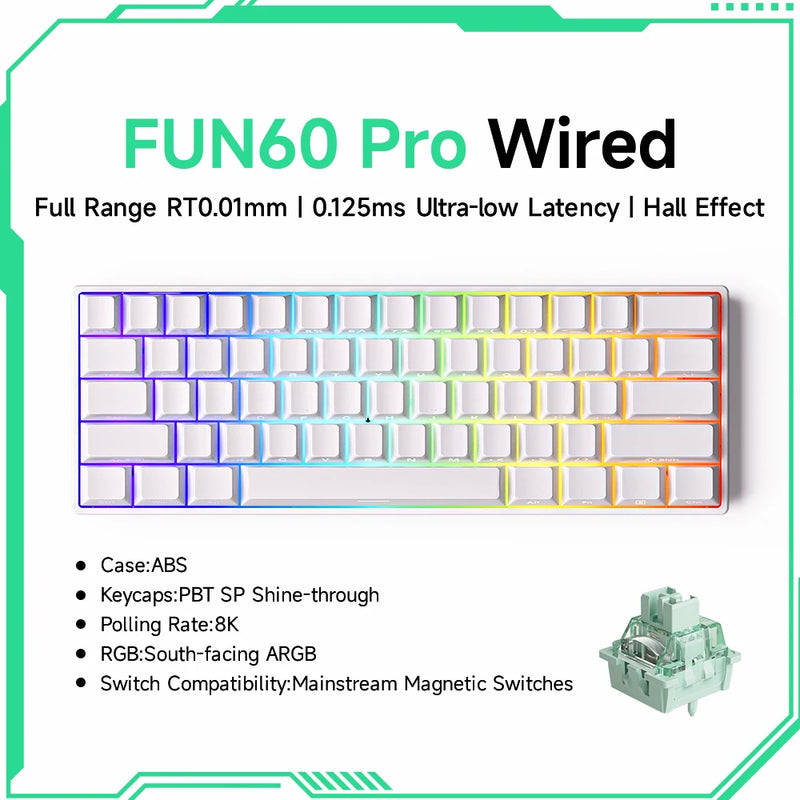 Akko MonsGeek FUN60 PRO&MAX HE Machanical Keyboard Magnetic Switch 60% Wireless Gaming Keyboard Rapid Trigger 8K Custom Keyboard