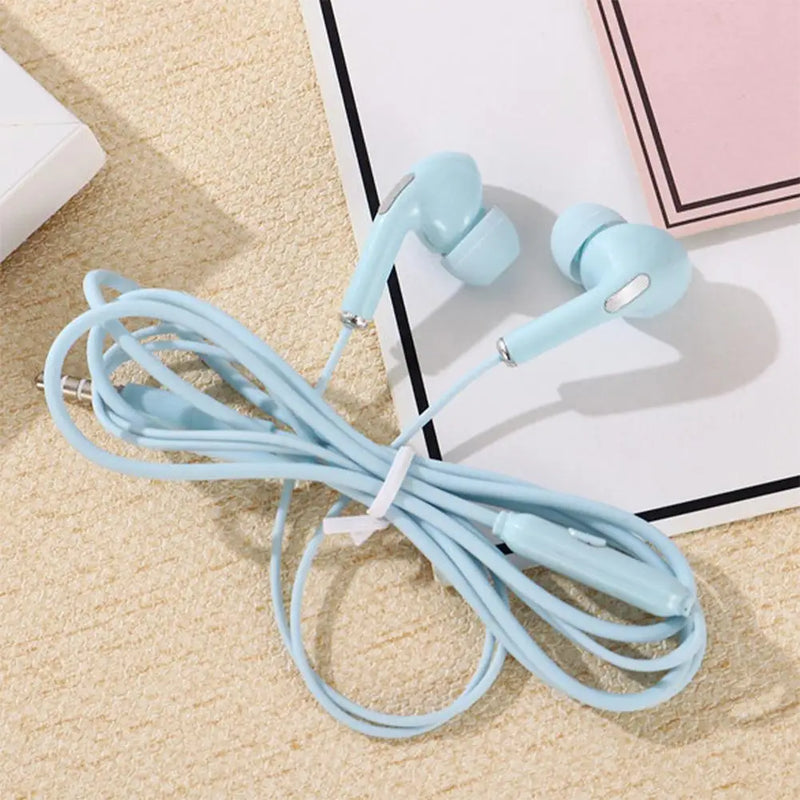 Wired Headphones Bass In Ear Headphone With Mic Music Earbuds 3.5mm Stereo Gaming Headset Dynamic Macaron Random Color Universal