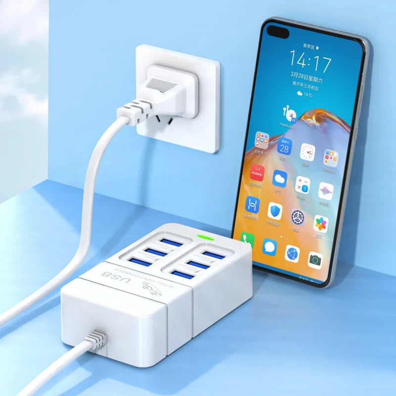 35W Charger 6 USB Out PD Type C Super Charge Quick Wall Chargers USB  Adapter Mobile Phone EU US Plug USB Type C Charger