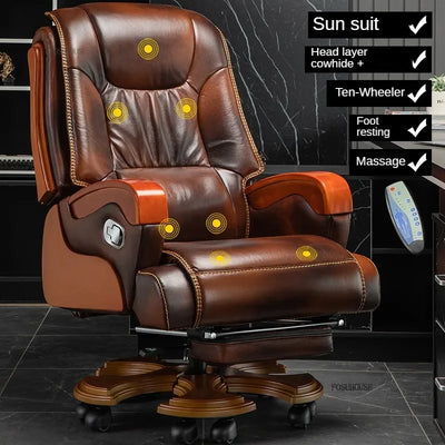 European Style Leather Back Office Chairs Rotating Home Office Recliner Designer Retro Boss Gaming Chair for Office Furniture