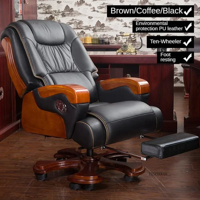 European Style Leather Back Office Chairs Rotating Home Office Recliner Designer Retro Boss Gaming Chair for Office Furniture