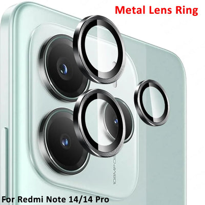 3D Aluminum Alloy Lens Ring For Xiaomi Redmi Note 14 5G Back Camera Glass Protector Case Note14 Pro 13 Pro+ 13Pro Plus Note13 4G