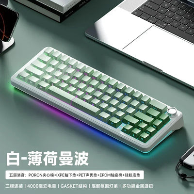 Weikav WK68 Wireless RGB Hot Swap Gaming Mechanical Keyboards 4000mAh Knob 2.4G Tri-Mode Customize Keyboard PC Accessories Gifts