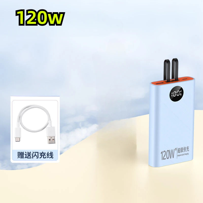 120W Super Fast Charging Mobile Power Bank, 20000mAh Power Bank with Built-in Cable, Suitable for Apple, Android, Huawei