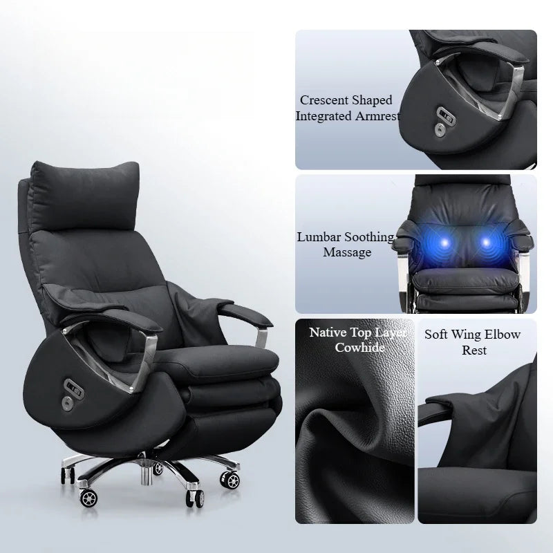 Leather Modern Office Chairs Makeup Boss Recliner Massage Computer Chair Autofull Ergonomic Silla Oficina School Furniture