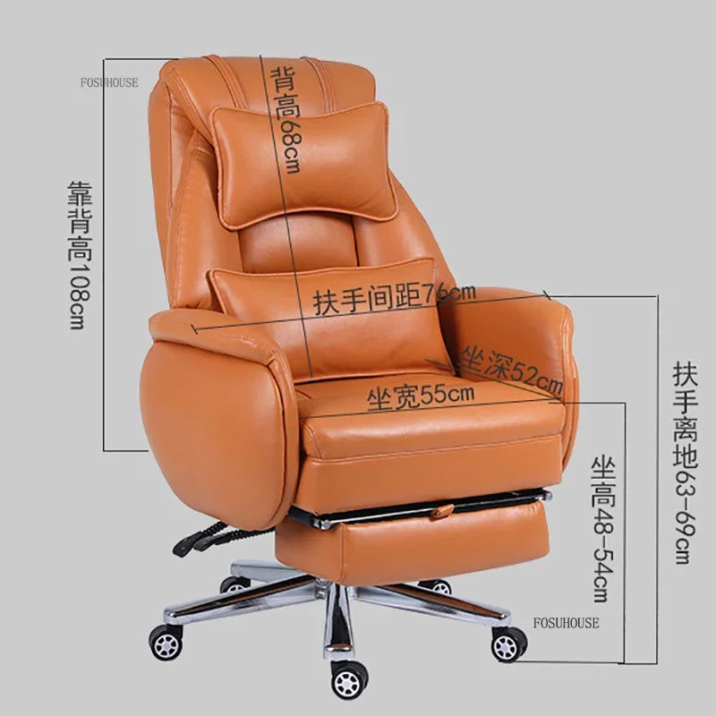 European Reclining Office Chairs Light Luxury Comfortable Lifting Boss Chair Home Office Computer Chairs Bedroom Gaming Chair A