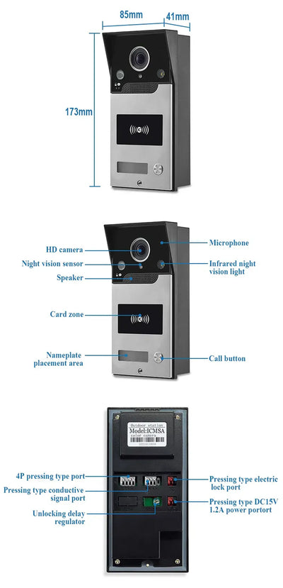 9 inch Tuya WIFI Video Door Phone Intercom System With RFIC Card Unlocking Access Control Function Wide Angle HD Camera