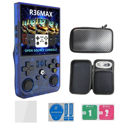 R36MAX 128G Retro Handheld Game Console Linux System 4.0 Inch IPS Screen Portable Video Player Dual Joystick 64G Games Kids Gift