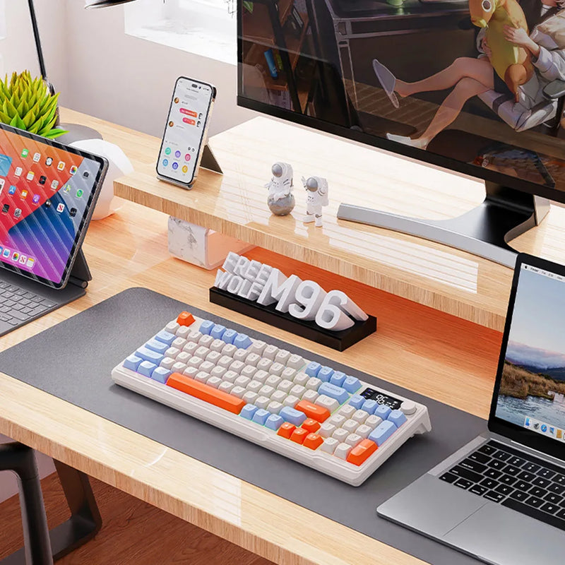 M96 Bluetooth Wireless Keyboard Desk 2.4G Mechanical Keyboard Dual Mode Connection Digital Display Pc Gamer Keyboard RGB Light