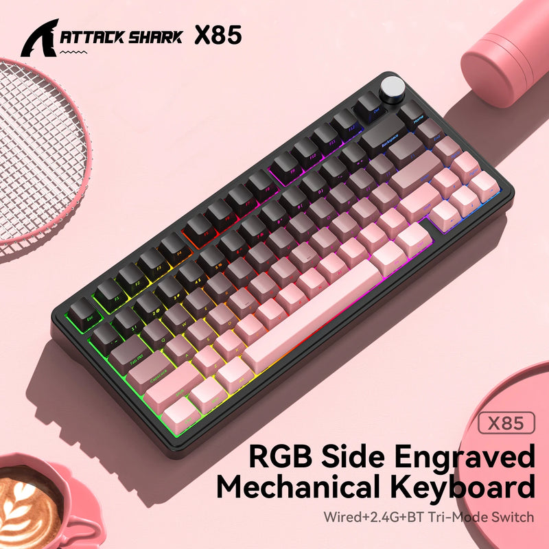 ATTACK SHARK X85 & X85Pro Wireless Mechanical Gaming Keyboard, 75% Layout, Hot Swappable, RGB, Bluetooth, PBT, Gasket Design