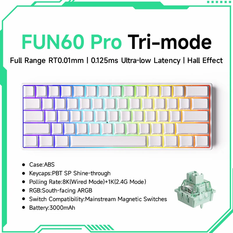 Akko MonsGeek FUN60 PRO&MAX HE Machanical Keyboard Magnetic Switch 60% Wireless Gaming Keyboard Rapid Trigger 8K Custom Keyboard