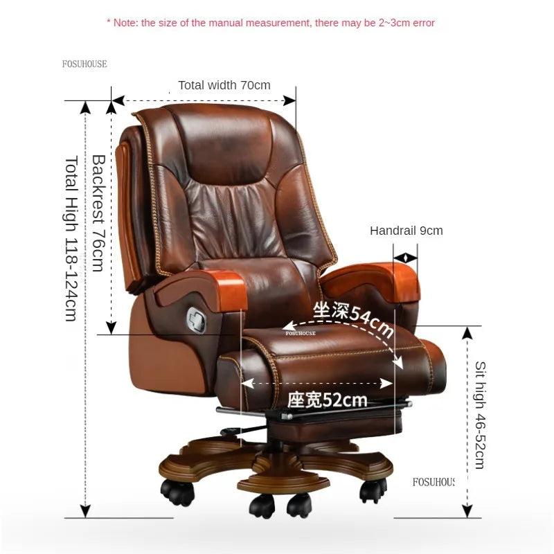 European Style Leather Back Office Chairs Rotating Home Office Recliner Designer Retro Boss Gaming Chair for Office Furniture