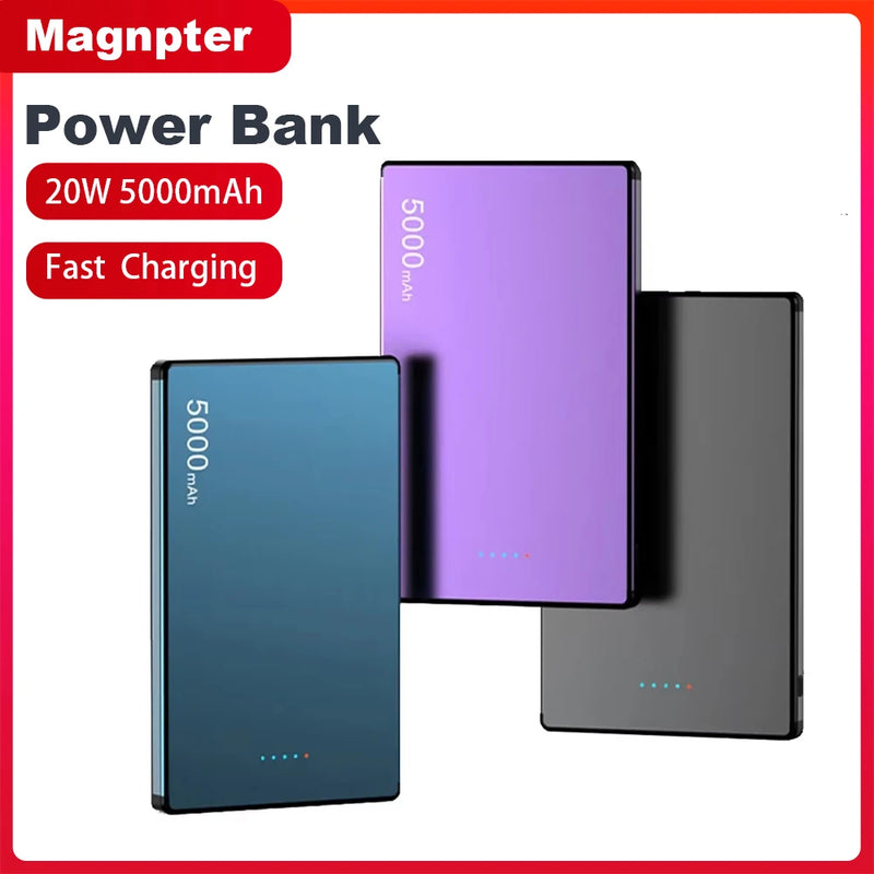 20W Magnetic Power Bank 5000mAh Power Bank Fast Charging Wireless Powerbank Battery External Charger for IPhone Xiaomi Android