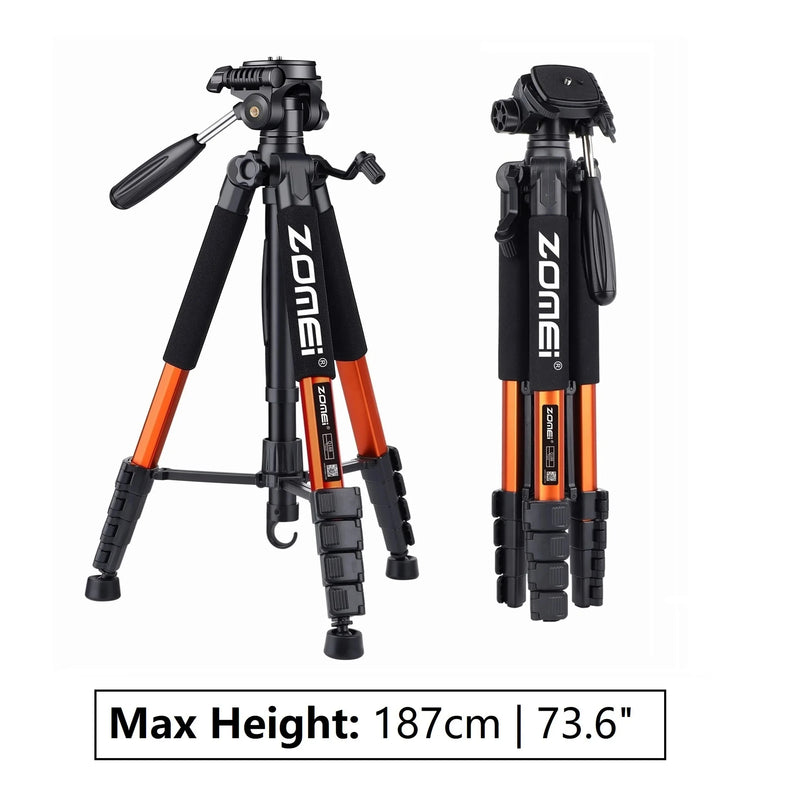 73.6in/187cm Portable Zomei Tripod Aluminum 6kg load capacity for Camera DSLR Canon Nikon 360 Degree Panorama Photography Stand