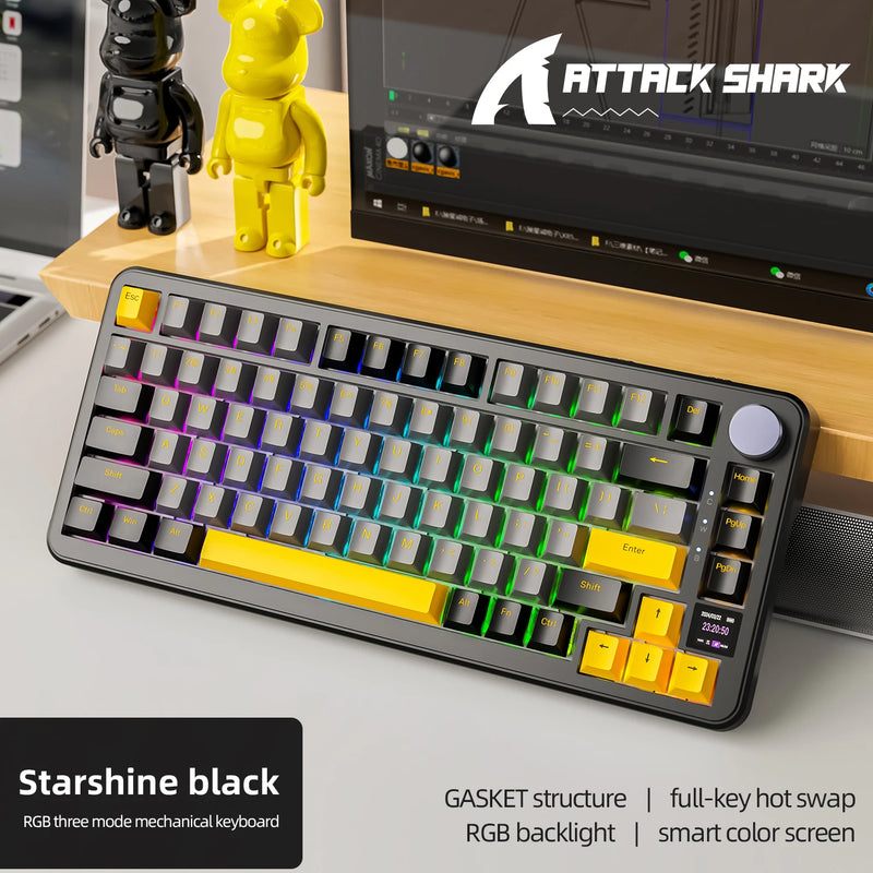 ATTACK SHARK X85 & X85Pro Wireless Mechanical Gaming Keyboard, 75% Layout, Hot Swappable, RGB, Bluetooth, PBT, Gasket Design