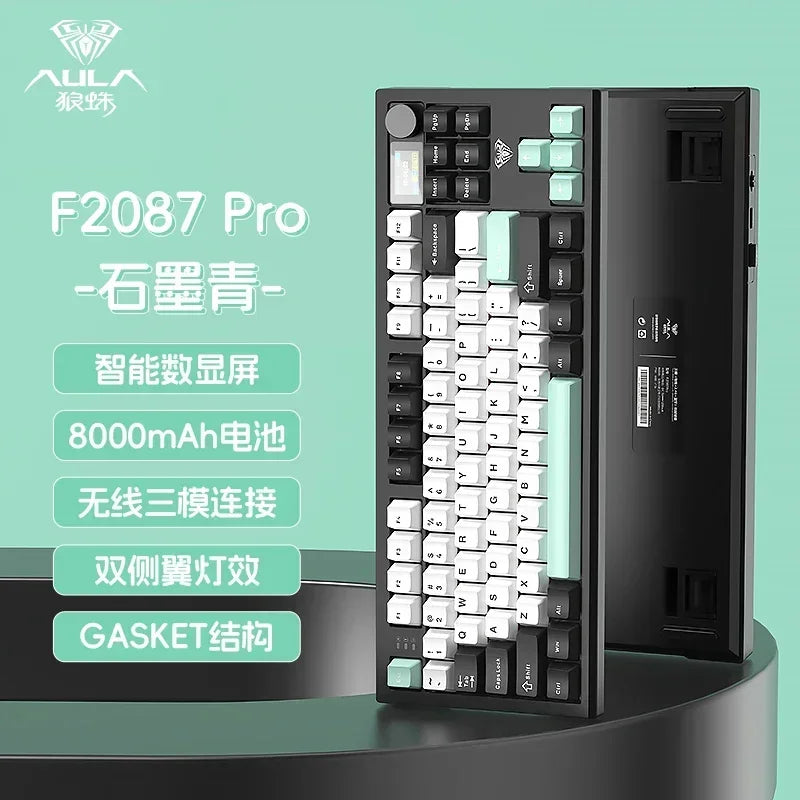 AULA New F2087Pro PBT Keycaps Mechanical Keyboards RGB Light Wireless Bluetooth 3mode Customize Gaming Keyboard PC E-sports Gift