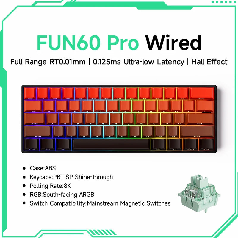 Akko MonsGeek FUN60 PRO&MAX HE Machanical Keyboard Magnetic Switch 60% Wireless Gaming Keyboard Rapid Trigger 8K Custom Keyboard