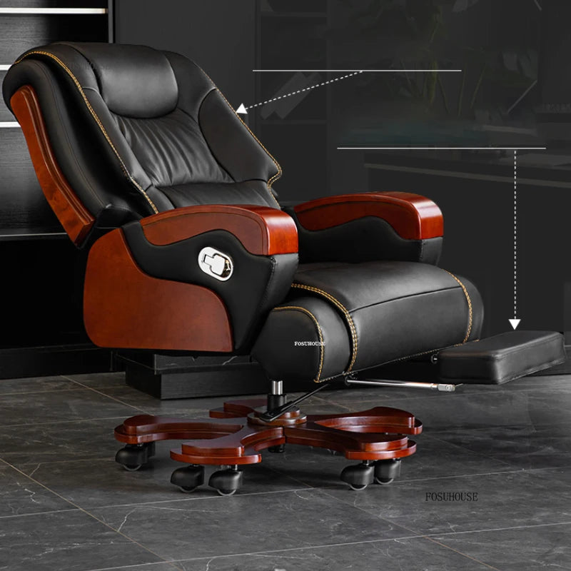 European Style Leather Back Office Chairs Rotating Home Office Recliner Designer Retro Boss Gaming Chair for Office Furniture