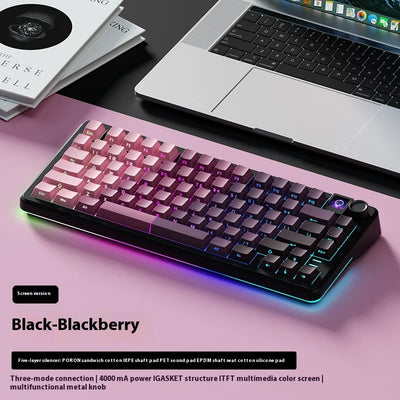 Weikav WK75 Mechanical Keyboard Tri Mode Wireless Keyboard Custom 4000mAh RGB Hot Swap With Screen Gaming Keyboard PC Accessory