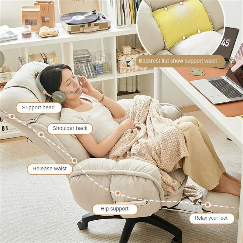 Home Comfortable Computer Chair Ergonomic Office Chair with Footrest Bedroom Lazy Sofa Student Dormitory Computer Gaming Chair