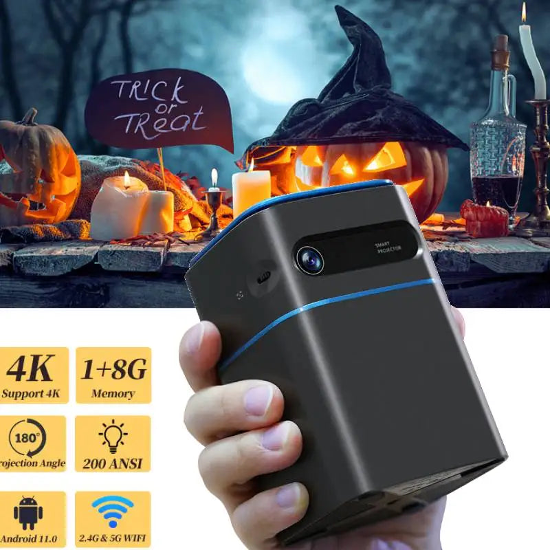 4K Projector Smart Handheld & Portable Projector D042Q Touch Pad 100 Inch Max Outdoor Cinema Office Theater Game Projection