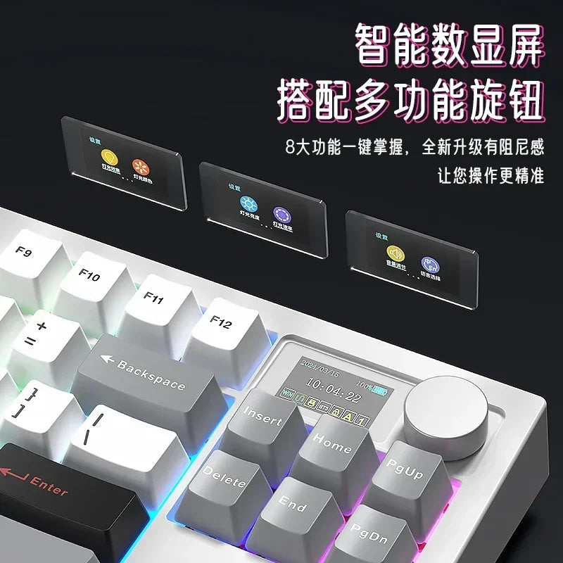 AULA New F2087Pro PBT Keycaps Mechanical Keyboards RGB Light Wireless Bluetooth 3mode Customize Gaming Keyboard PC E-sports Gift