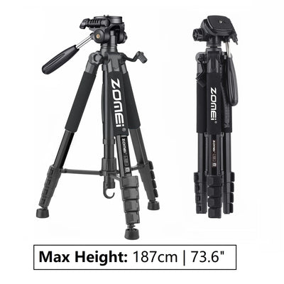 73.6in/187cm Portable Zomei Tripod Aluminum 6kg load capacity for Camera DSLR Canon Nikon 360 Degree Panorama Photography Stand