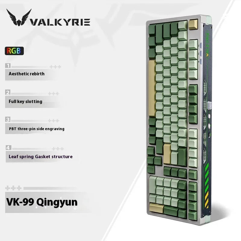 VALKYRIE VK99 Gamer Mechanical Keyboard Hot Swap 3 Modes Keyboards Bluetooth Wireless Keyboards Custom RGB Laptop Gaming Keyboar