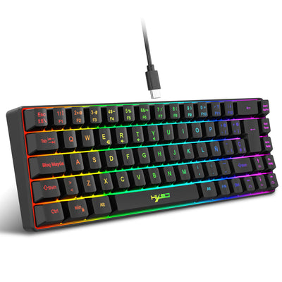 68 Keys Gaming Keyboard USB Wired Korean Keyboard Portable RGB Backlight Spanish English Keyboard for Windows Laptops Computer