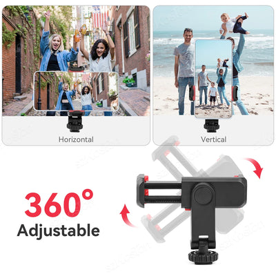 Camera Phone Mount Tripod Holder Dual Cold Shoe Smartphone Vlog Holder DSLR Hot Shoe Phone Mount for iPhone Cell Vlog Photograph