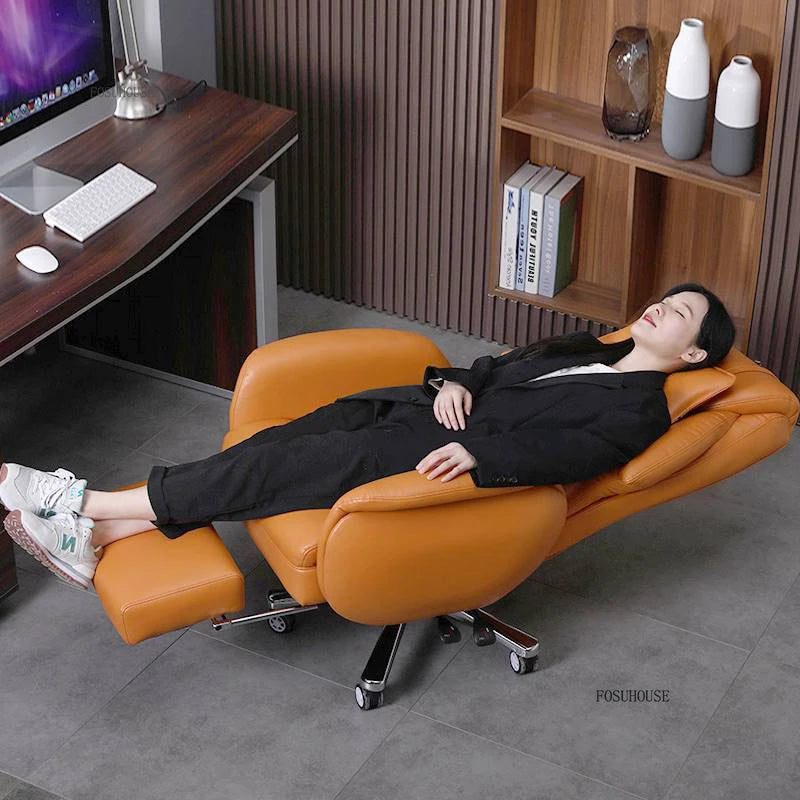 European Reclining Office Chairs Light Luxury Comfortable Lifting Boss Chair Home Office Computer Chairs Bedroom Gaming Chair A