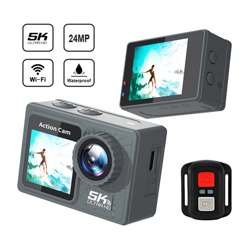 5K 4K 60FPS Action Video Cam Anti-shake WIFI Sports DV Cam Dual Screen Outdoor Cycling Camera 30m Waterproof with Remote Control