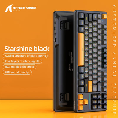 Attack Shark X87 Wireless Gaming Keyboard, Gasket, RGB Backlit, Hot-Swap, 3-Mode Connectivity, Large Battery, Compact TKL Layout