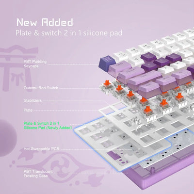 Womier WK61 61 Keys Hot-Swappable Purple Creamy Theme Mechanical Keyboard 60% Custom RGB Wired Gaming Keyboard for Win Mac