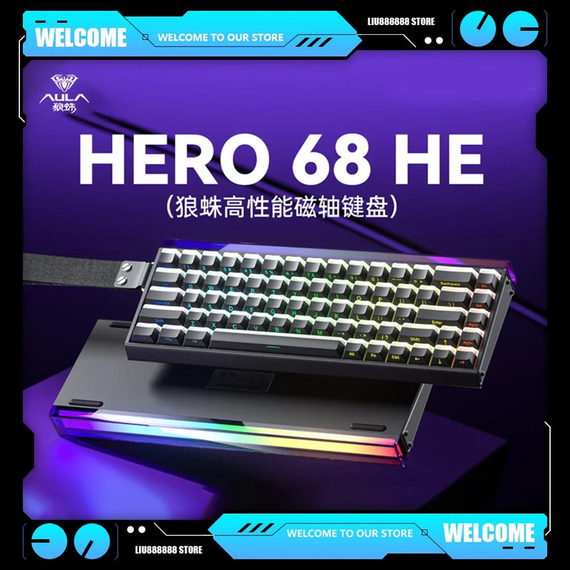 AULA Hero68HE Magnetic Switch RGB 8K E-sports Hot Swap Gaming Mechanical Keyboard Customize Wired PC Gamer Keyboard Accessories