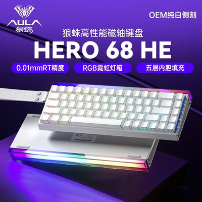 AULA Hero68HE Magnetic Switch RGB 8K E-sports Hot Swap Gaming Mechanical Keyboard Customize Wired PC Gamer Keyboard Accessories