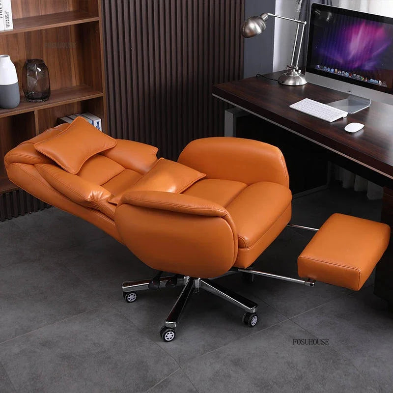 European Reclining Office Chairs Light Luxury Comfortable Lifting Boss Chair Home Office Computer Chairs Bedroom Gaming Chair A