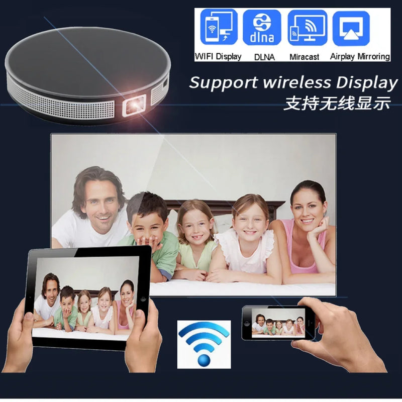 Mini 4K Portable Projector Home Theater DLP Android Smart Ceiling Car Outdoor Wifi Bluetooth Mobile Battery Rechargeable LED