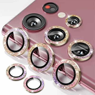 Glitter Camera Ring For Samsung Galaxy S25 Ultra S23 S24 Ultra Plus S25+ Back Lens Screen Protector Glass S24 S24ultra Cap Case