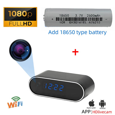 Mini Camera Clock Full HD 1080P Wireless Wifi Control IR Night Vision View DVR Camcorder Home Surveillance Monitor Video