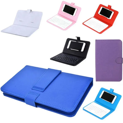 Wireless Bluetooth Keyboard For Iphone Huawei Xiaomi Tablet Mini Keyboard Mobile Phone Gaming Keyboard PU Case Support