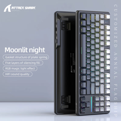 Attack Shark X87 Wireless Gaming Keyboard, Gasket, RGB Backlit, Hot-Swap, 3-Mode Connectivity, Large Battery, Compact TKL Layout