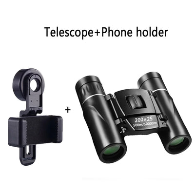 1PC Mini Portable Zoom HD 50000M Telescope Binoculars Powerful 200x25 Folding Long Range Low Light Night Vision Professional