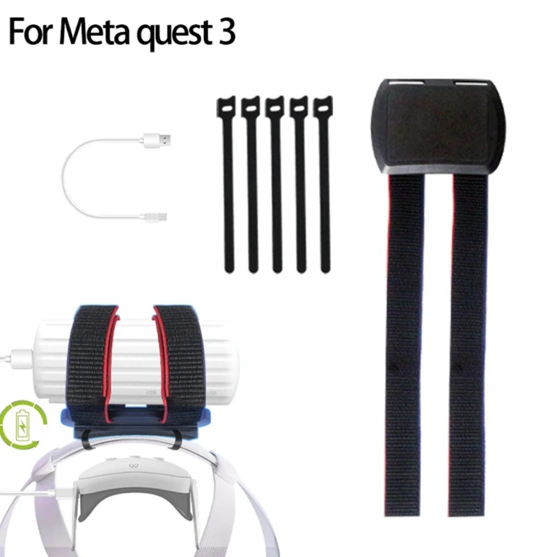 Headband Battery Back Clip Holder for META Quest 3  PowerBank Fixed Strap Belt