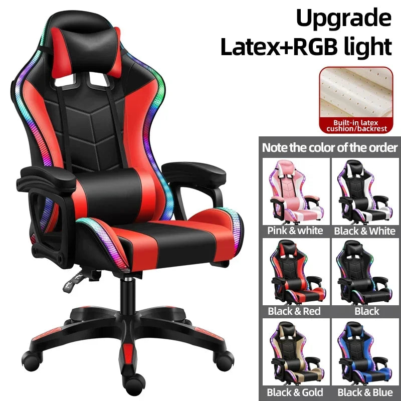 Free Sample Reclining Leather sedia RGB Racing Gamer Gaming Chair With Footrest And Massage