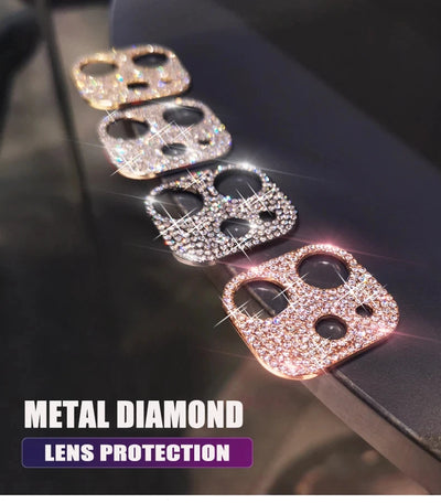 Bling Diamond Lens Case For iPhone 16 Pro Max Camera Protector iPhone 11 13 15 16 Plus 14 12 Mini Glitter Metal Screen Protector