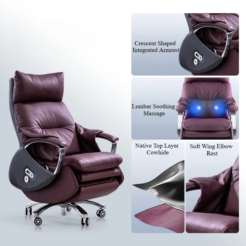 Leather Modern Office Chairs Makeup Boss Recliner Massage Computer Chair Autofull Ergonomic Silla Oficina School Furniture